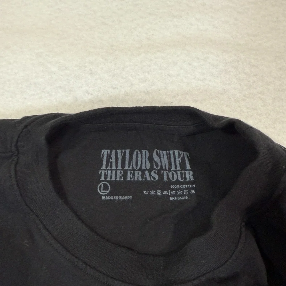 Taylor Swift Shirt Women L Black Eras Tour‎ Concert Graphic Album Collage Tee